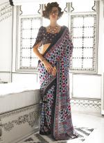 Satin Crape Black Casual Wear Ajarkh Digital Print Saree